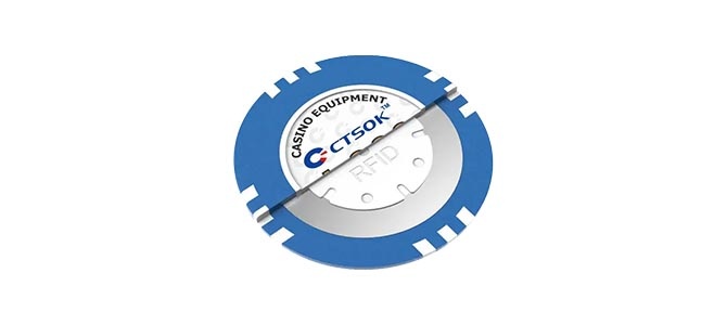 RFID Casino Chips with Embedded Microchips — Close-Up of Smart Gaming Chips