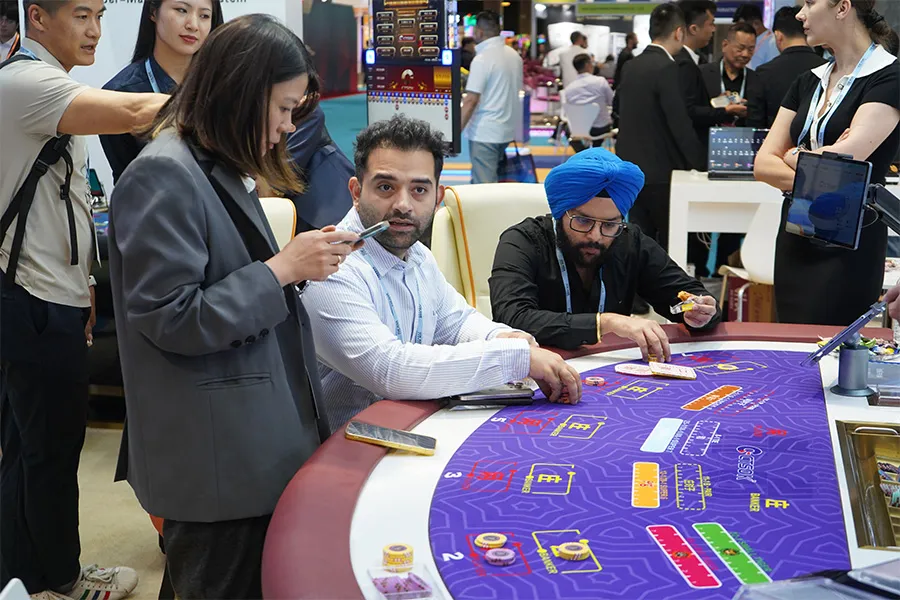 Customer photos from the 2026 G2E ASIA CTS exhibition booth